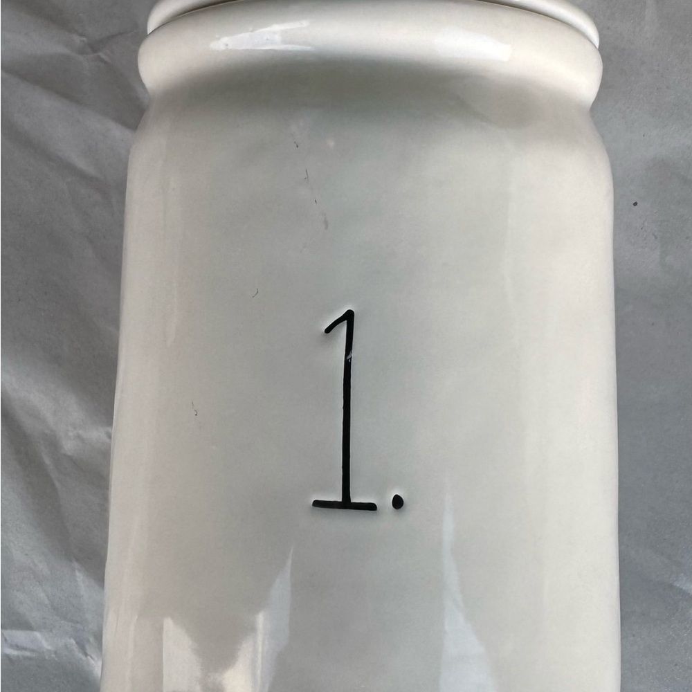 Set of 3 White Ceramic Numbered Canister (1, TWO and three)